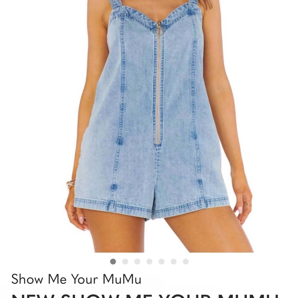 Show Me Your Mumu Mission denim zip up romper